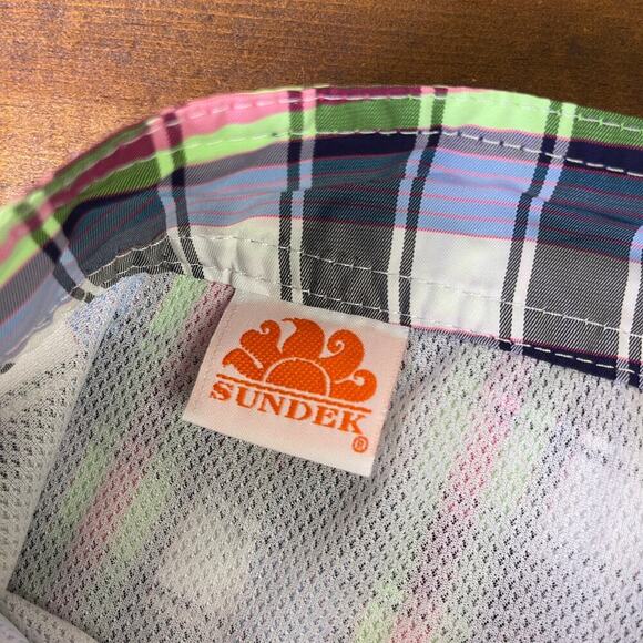 Sundek Men's 34 Multicolor Plaid Rainbow Back Beach Swim Board Shorts Mesh Lined - Picture 5 of 10